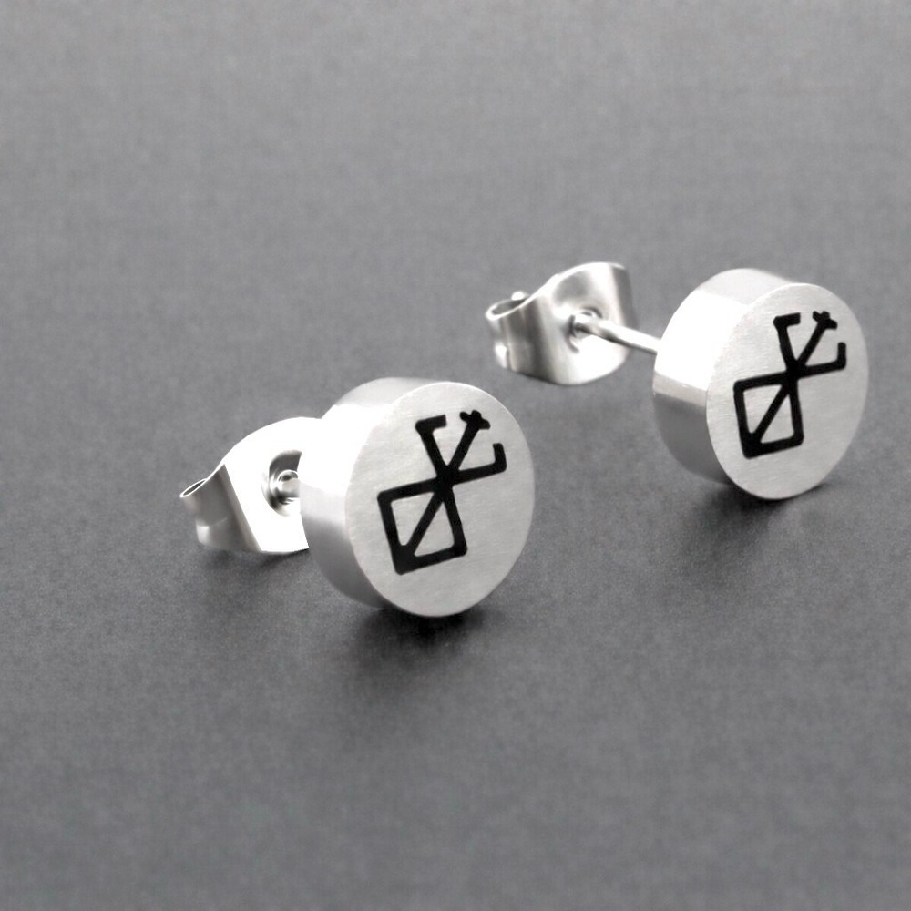 Berserker Rune~ Runic Symbol Norse Viking Animal Warrior Shapeshifter Steel Stud - Picture 4 of 6